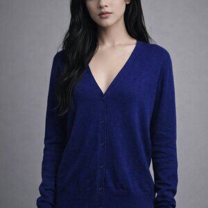 NWT State Cashmere Women's V Neck Button Front Cardigan 100% Cashmere Sweater  L